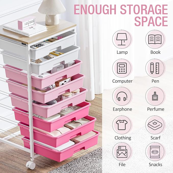 Rolling Cart with Drawers, Craft Storage, Teacher Cart, Storage Cart on Wheels - Image 5