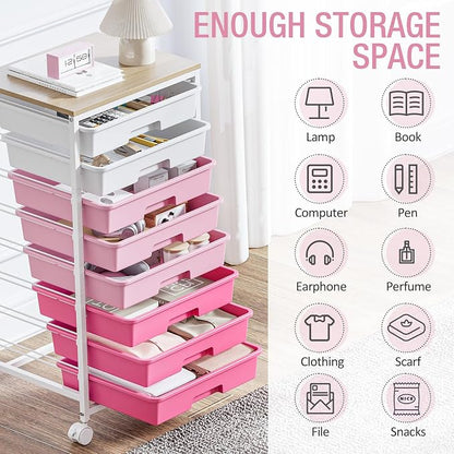 Rolling Cart with Drawers, Craft Storage, Teacher Cart, Storage Cart on Wheels - Image 5