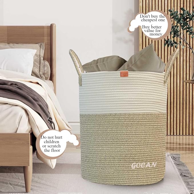 large tall sturdier Laundry Hamper Basket Woven Storage Baskets - Image 2
