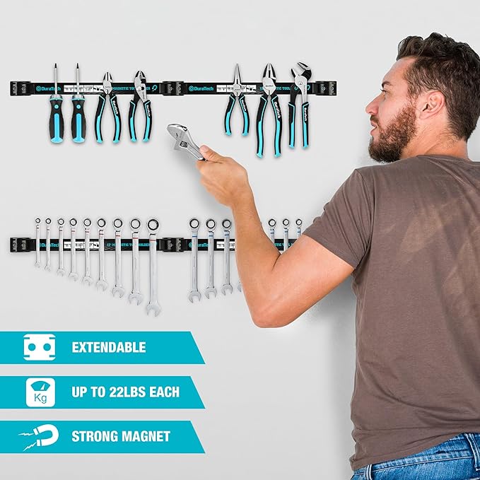 DURATECH 4 Pack 12" Magnetic Tool Holder Strip, Heavy Duty Magnetic Tool Bar - Image 2
