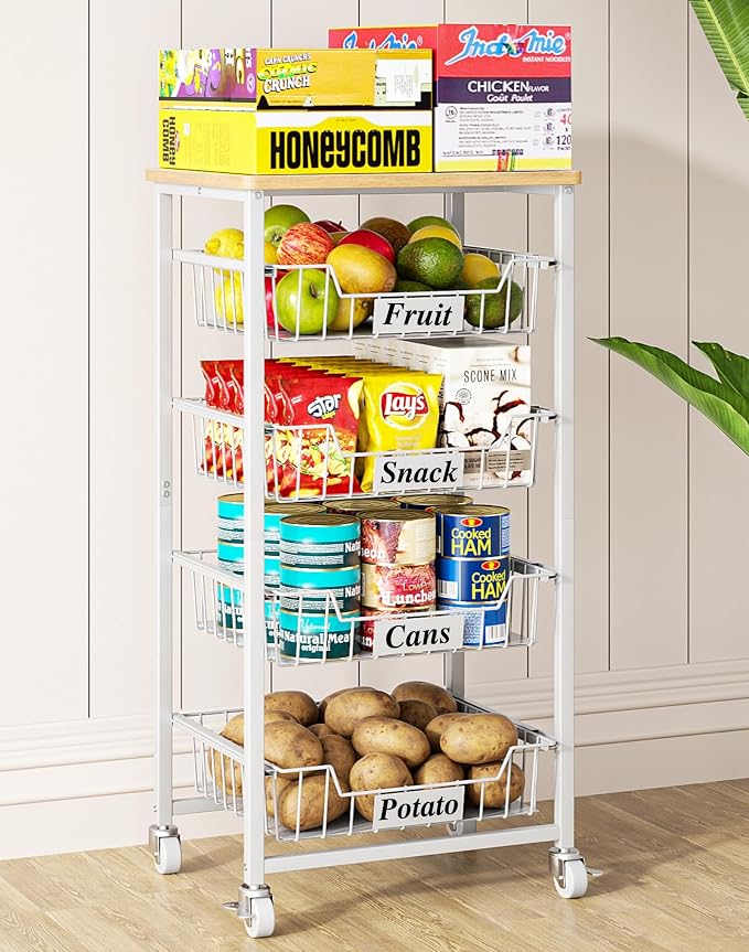 5-Tier Small Kitchen Storage Cart on Wheels by OKZEST