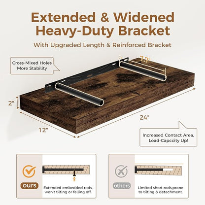12 Inch Deep Floating Shelves, 24 x 12 Floating Shelf - Image 3