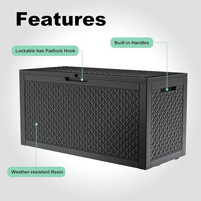 New 100 Gallon Outdoor Storage Box, Resin Deck Boxes Waterproof, Indoor Outdoor - Image 4