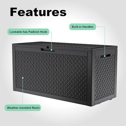 100 Gallon Resin Deck Box, Lockable Outdoor Storage Box - Image 4