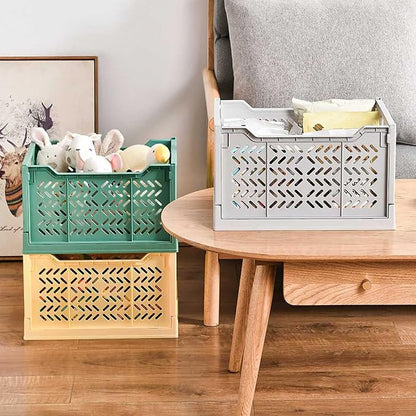 Domiella 2-Pack Crates for Storage, Storage Crates Plastic Stackable, Foldable - Image 5