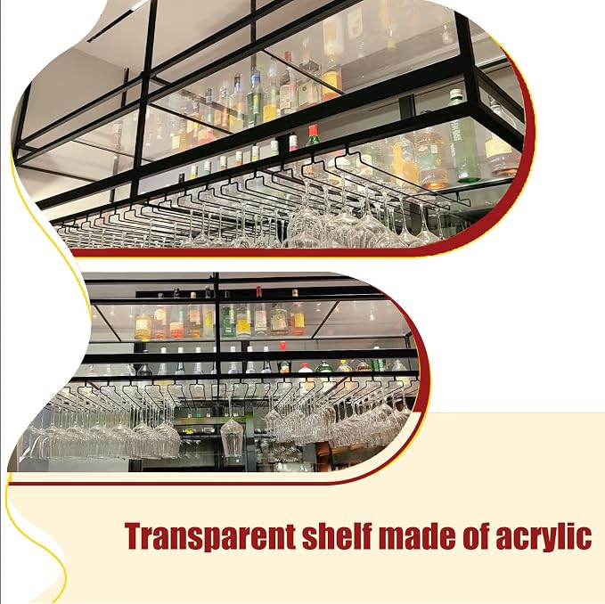 31.4IN Acrylic Ceiling Wine Glass Rack - Image 4