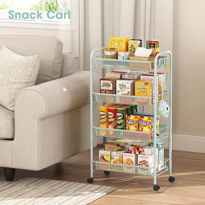 TOOLF 4-Tier Rolling Cart, Metal Utility Cart - Image 2