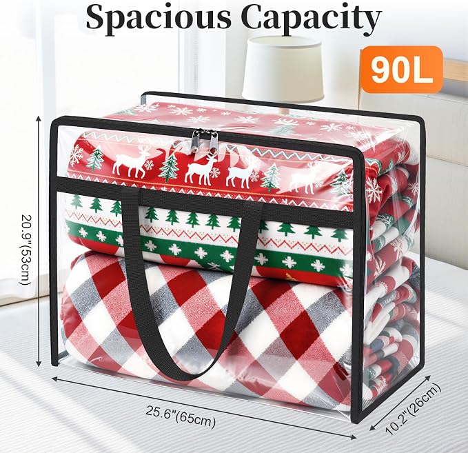 SpaceTrove Clear Clothes Storage Bags, 4 Pack Closet Organizers and Under Bed - Image 2