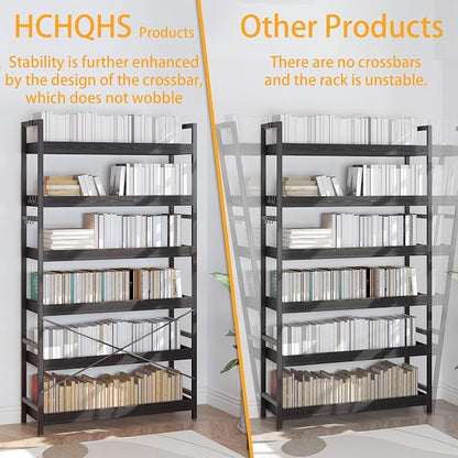 HCHQHS Bookshelf, Adjustable Industrial Bookcase, Vertical Tall Book Shelf - Image 5