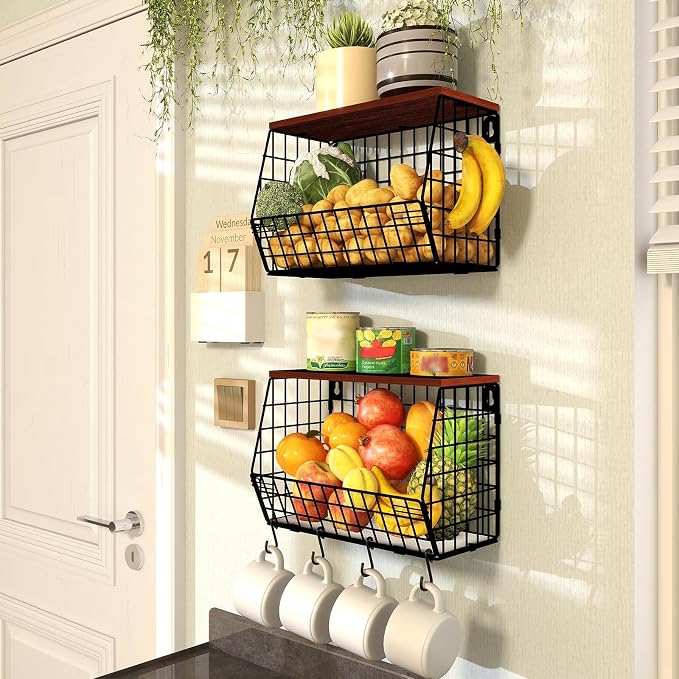 Mefirt 2pcs Fruit Basket Kitchen Storage Basket - Image 5