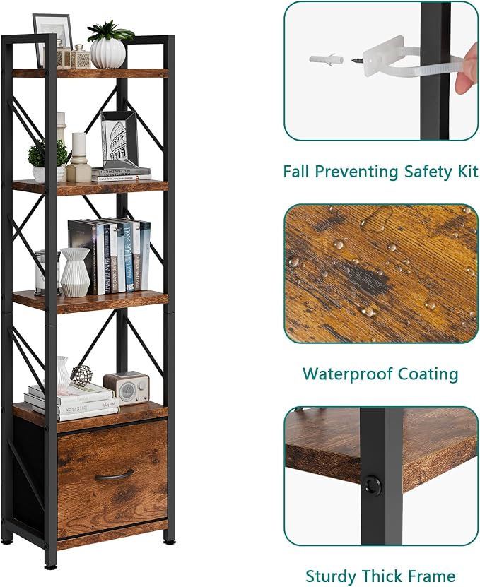 Vongrasig 5 Tier Bookshelf - Image 6