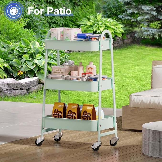 OLIXIS Metal 3 Tiers Utility Rolling Cart - Image 7