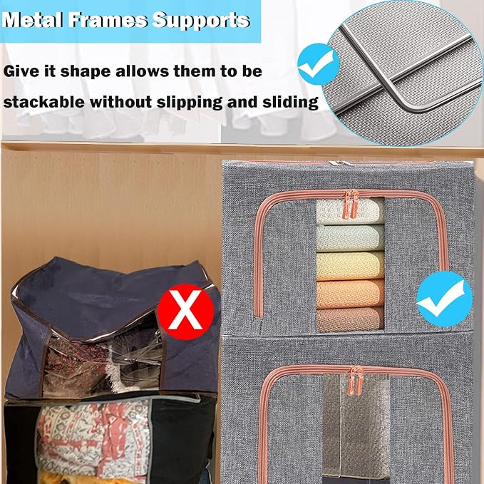 100L Large Storage Bags, Stackable Clothes Storage Bins - Image 4