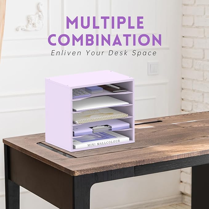 5 Tier Wood Desk Organizer, Paper Organizer - Image 4