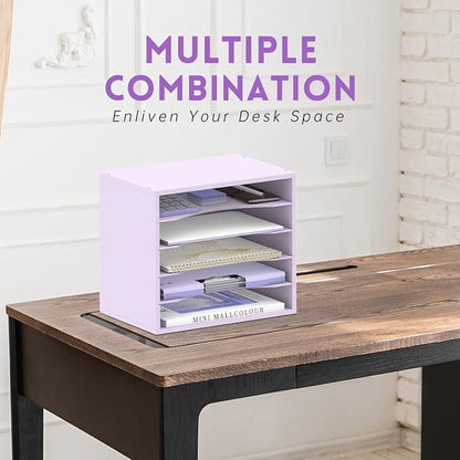 5 Tier Wood Desk Organizer, Paper Organizer - Image 4