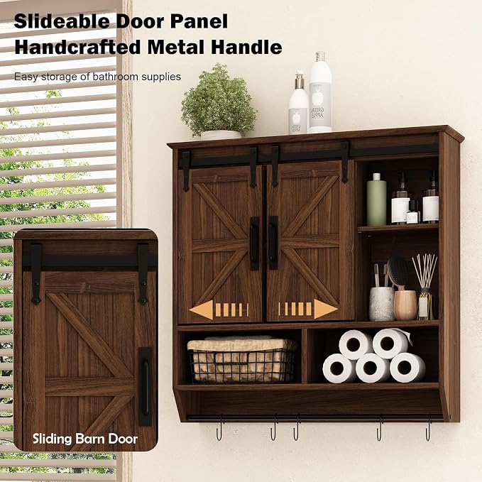 RUSTOWN Farmhouse Bathroom Wall Storage Cabinet - Image 5