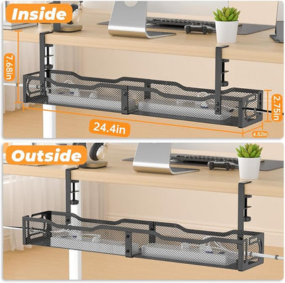 Under Desk Cable Management Tray, No Drill Steel Desk Cable Organizers - Image 8
