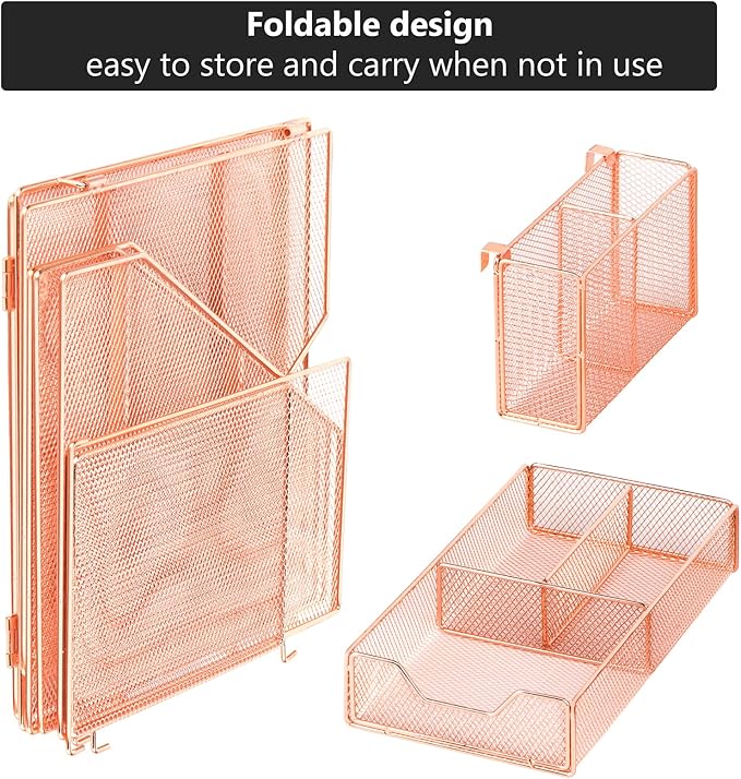 Topwey Rose Gold Desk Accessories, Office Supplies Desk Organizer Caddy - Image 3