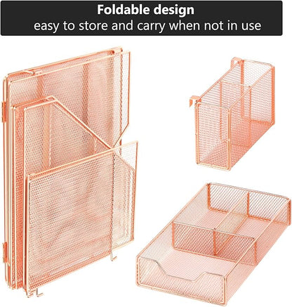Topwey Rose Gold Desk Accessories, Office Supplies Desk Organizer Caddy - Image 3