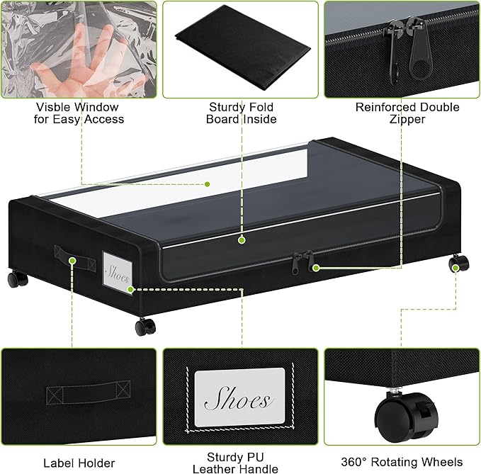 Tututry Under Bed Storage with Wheels, XXL 60L Under the Bed Storage Bins - Image 4