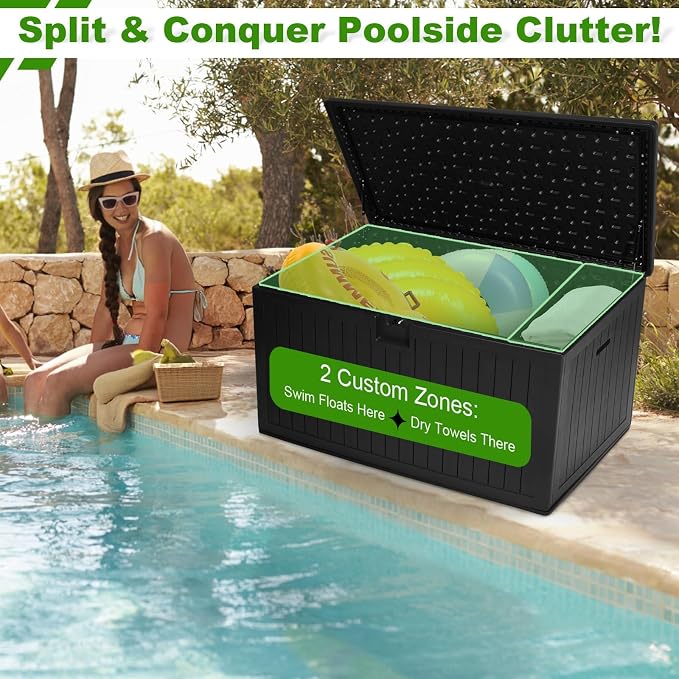 260 Gallon Outdoor Storage Box Waterproof, Extra Large Plastic Outside Deck Box - Image 3