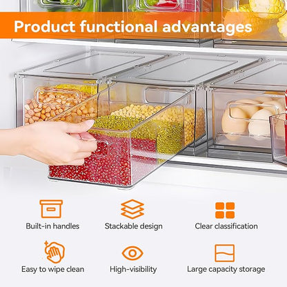 2 Pack Kitchen Storage Drawers Stackable Refrigerator Organizer Bins - Image 6
