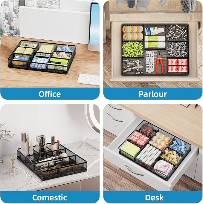 Marbrasse Desk Drawer Organizer, Metal Mesh Drawer Organizer Tray - Image 4