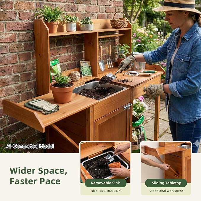OOOK Potting Bench, Nordic Scots Pine Potting Table - Image 5