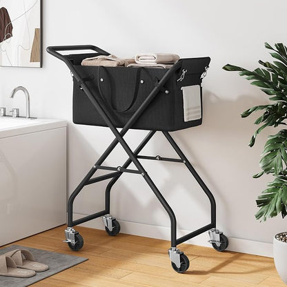 No-Bend Laundry Cart- Rolling Hamper - Image 9
