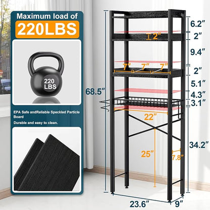 Over The Toilet Storage Cabinet, 4 Tier Bathroom Organizer and Storage - Image 2