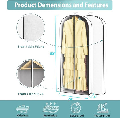 60” Garment Bags for Hanging Clothes 4” Gusseted - - Image 4