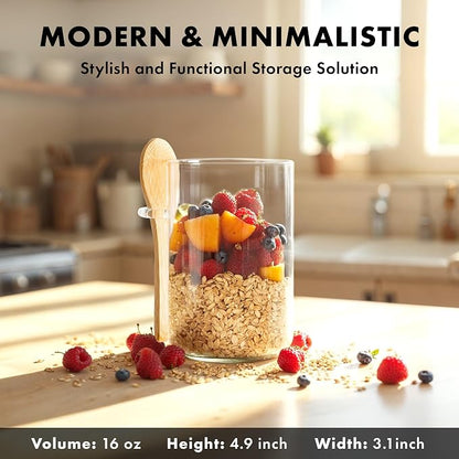 Overnight Oats Containers with Lids, Labels & Spoons Glass Jars - Image 2