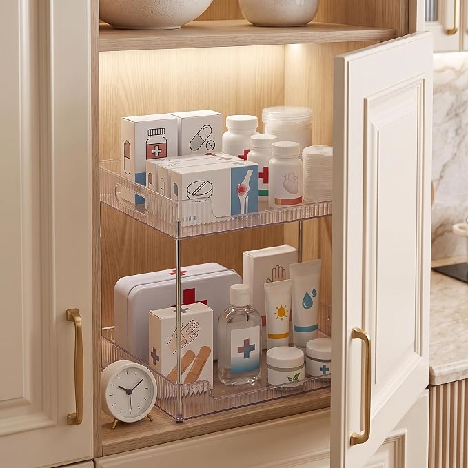 Goderewild 2-Tier Bathroom Counter Organizer, Fits A4 Size Makeup Organizer - Image 7