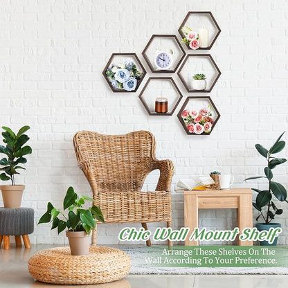Barydat 12 Pcs 8 Inch Hexagon Shelves Wedding Table Decorations Hexagon Wood - Image 6