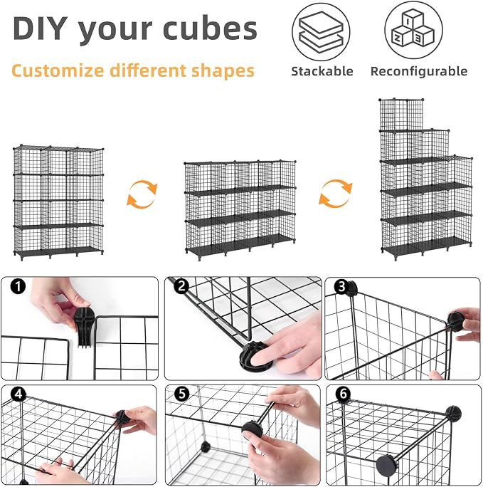 AWTATOS Wire Cube Storage Organizer, Closet Organizers and Storage, Metal 12 - Image 6