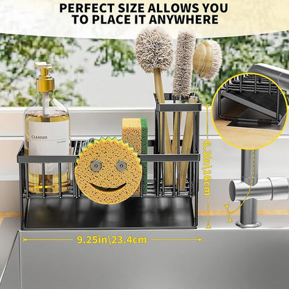 Cisily Sink Caddy With Smiley Face Sponge Holder, 304 Stainless Steel Rustproof - Image 2