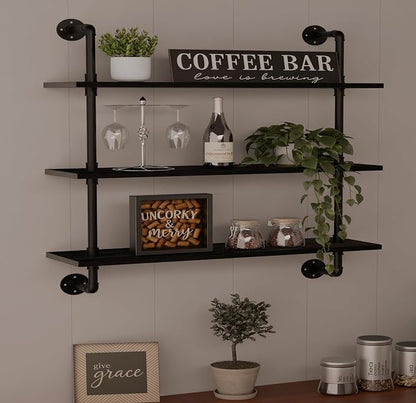 HDDFER Industrial Pipe Shelf Shelving Bookcase, Wall Mounted Rustic Bookshelf - Image 4