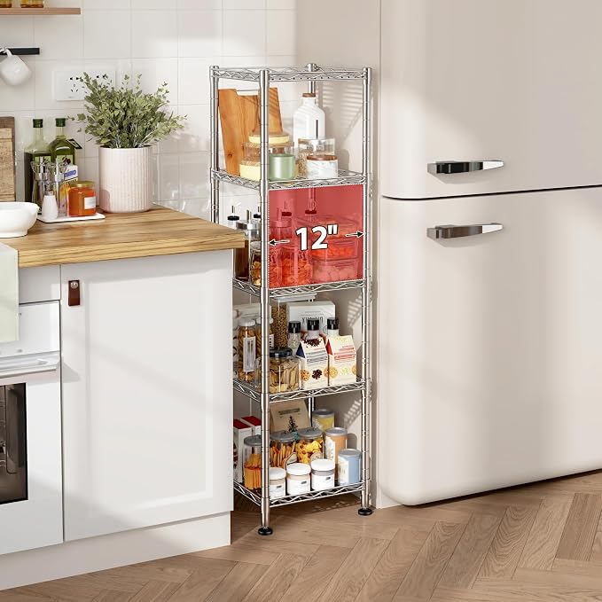 5 Wire Shelving Metal Shelves Storage Rack:Adjustable Storage Shelves Standing - Image 2