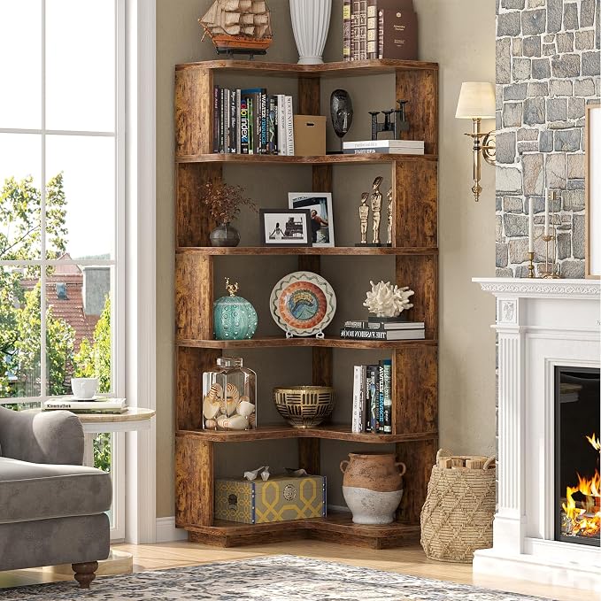 Armocity Corner Book Shelf, 6-Shelf L Shaped Corner Bookshelf - Image 2
