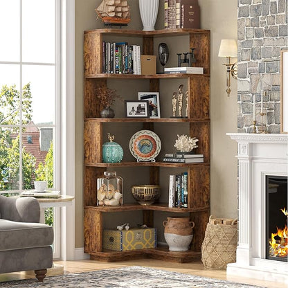 Armocity Corner Book Shelf, 6-Shelf L Shaped Corner Bookshelf - Image 2