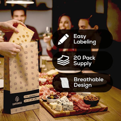 Cheese And Deli Storage 20 Breathable Wax Paper Cheese Storage Bags, Compostable - Image 5