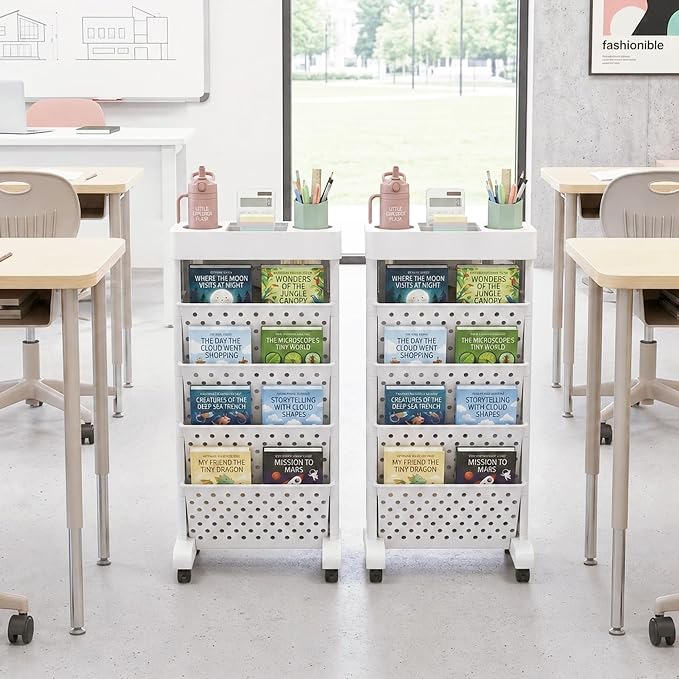 5-Tier Rolling Bookshelf Cart - Image 8