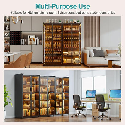 Lvifur 5 Tier Display Cabinet for Living Room, LED Bookcase - Image 3