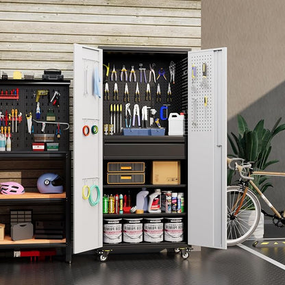 Metal Garage Cabinet with Wheels, Assembly Required - Image 2