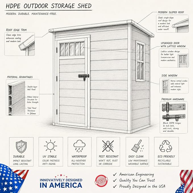 DWVO 5x3FT Outdoor Storage Shed - Image 4