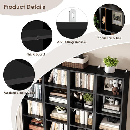 FOTOSOK Bookshelf Bookcase 8-Tier Narrow Bookshelf Tall CD Media Tower Rack | - Image 6