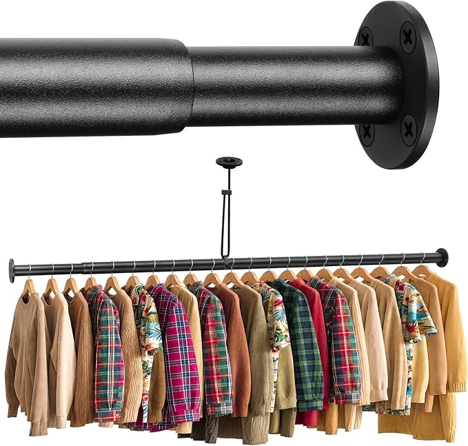 BaiNong Closet Rods for Hanging Clothes Adjustable 17-108" Black Heavy Duty | by BaiNong
