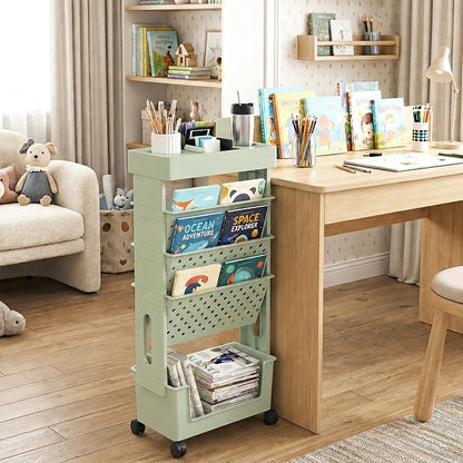 5-Tier Rolling Bookshelf Magazine Rack - Image 2