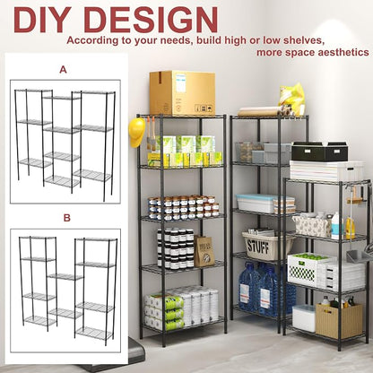 HOMEFORT 6-Shelving Unit, Adjustable Wire Shelving, Metal Wire Shelf Rack - Image 5