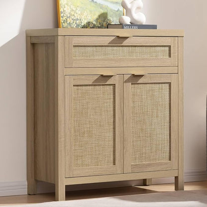 SICOTAS Sideboard Buffet Storage Cabinet, Rattan Accent Cabinet by SICOTAS